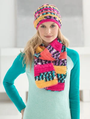 beanies for working out in winter-  Sassy Slouch Hat & Scarf Set (Crochet)