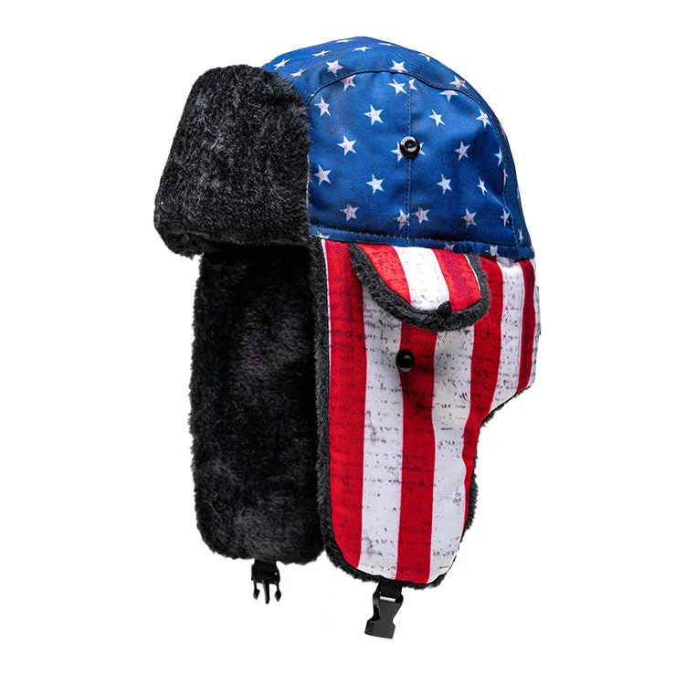 beanies for keeping cozy in winter-  Trapper Hat | American Flag PreOrder