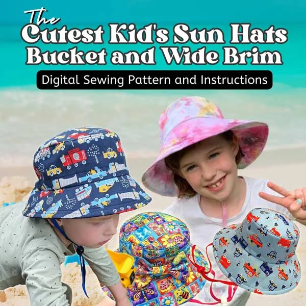 beanies for fashionable urban looks-  Cutest Kid's Sun Hats, sewing pattern and instructions, two brim sizes, four head sizes, digital format