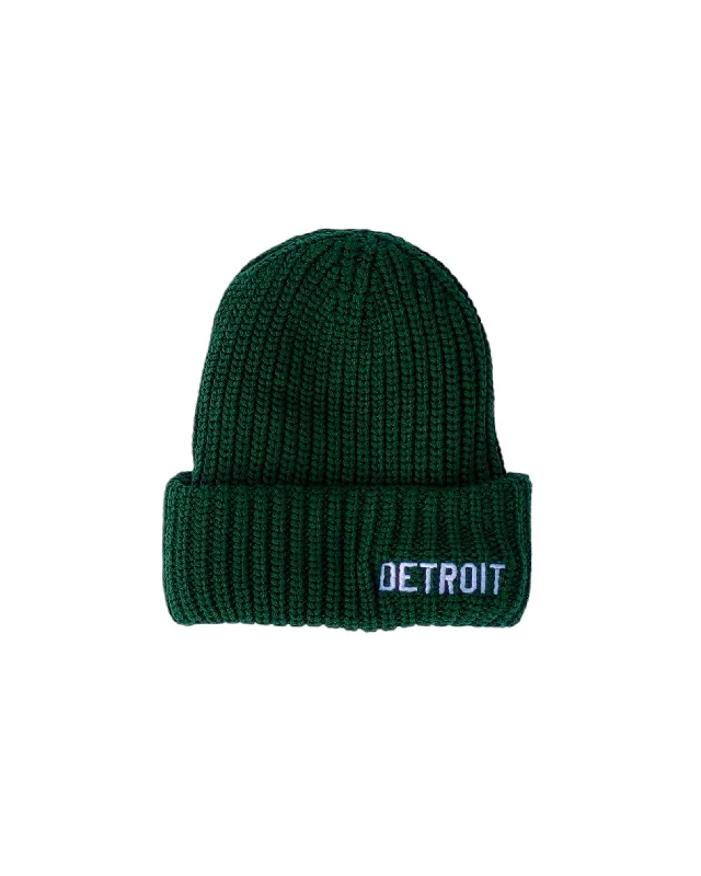 beanies for fashionable looks in winter-  Ink Detroit Basic Detroit Lumberjack Knit Beanie with Cuff - Forest Green