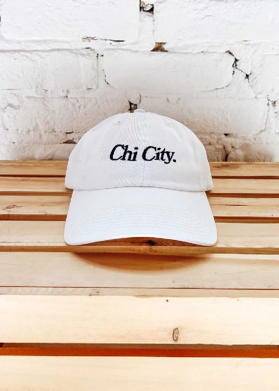 beanies for kids and babies-  Chi City Dad Hat - White