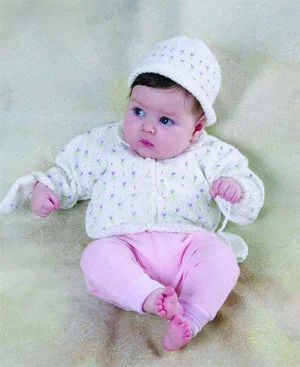 beanies for kids with pompom-  Knit Lacy Tulip Baby Set