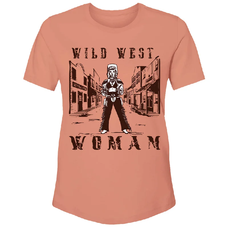 wool hats for fashionable winter layering-womens sun hats with classic designs-"Wild West Women" Terracotta T-shirt