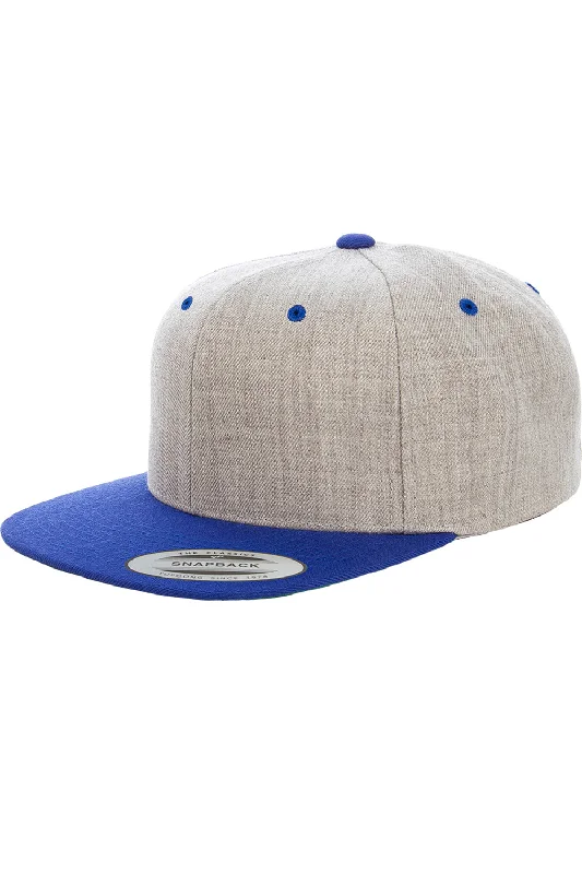 Men's hats for winter fashion statement-mens hats trending now-Yupoong Mens Adjustable Hat - Heather Grey/Royal Blue