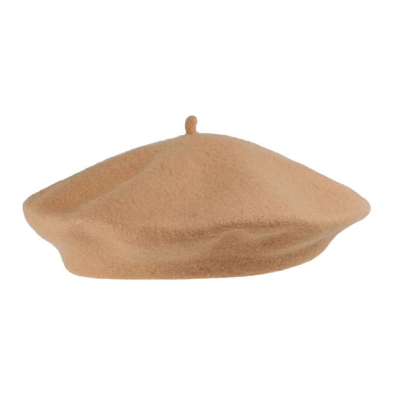 women's trendy sun hats for hot summer days-Wool Beret Camel Wholesale Pack