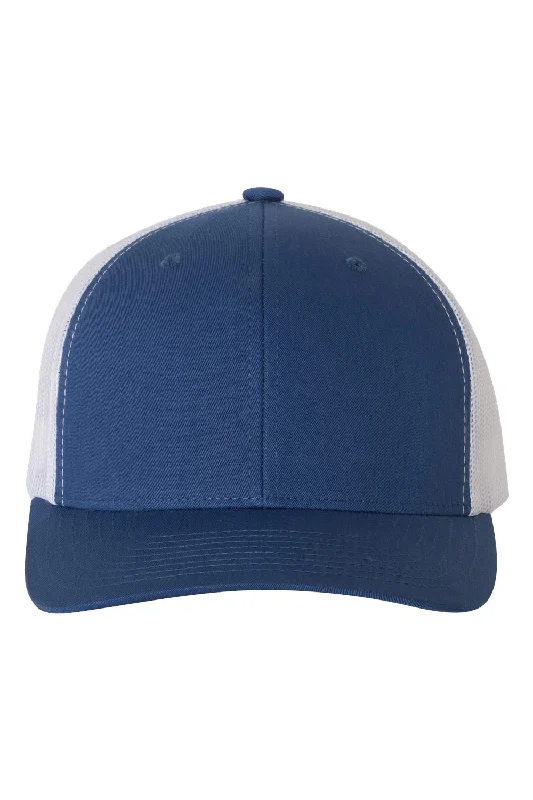 Men's hats for cold weather hikes-mens hats for hiking wear-Yupoong Mens Adjustable Trucker Hat - Royal Blue/White