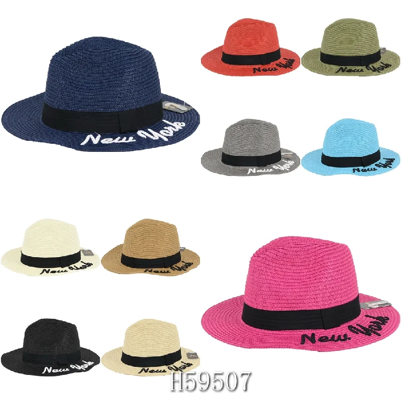 beanies with flat seams-  Wholesale Summer Sun Straw Wide Brim Hats H59507