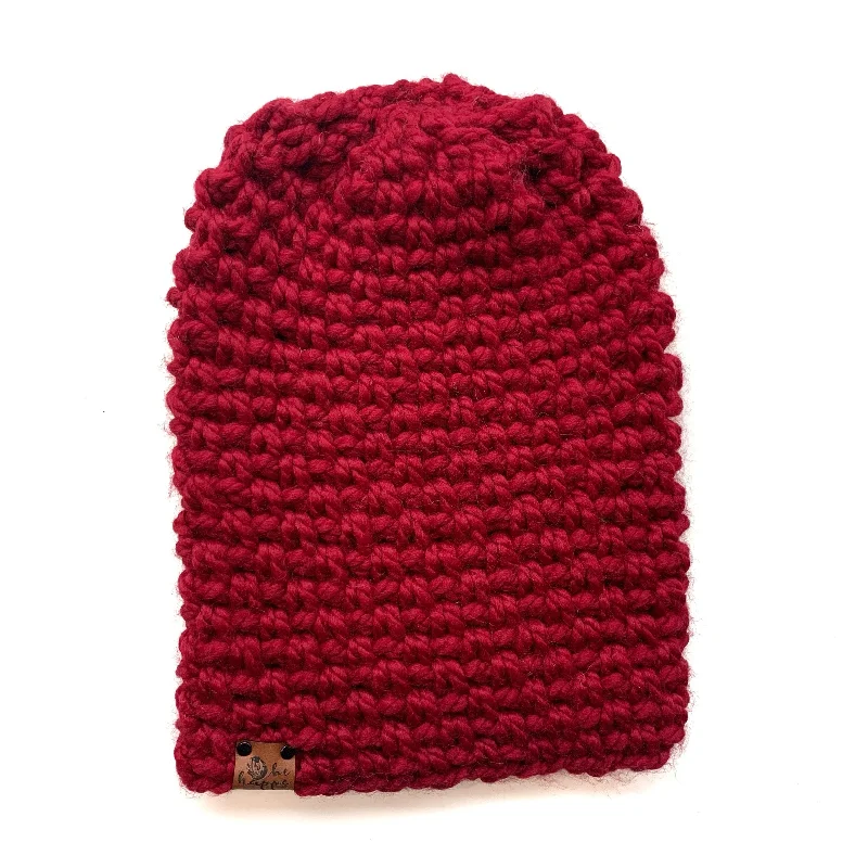 beanies with luxurious material-  Wholesale Simple Slouch Hat | Cranberry Red