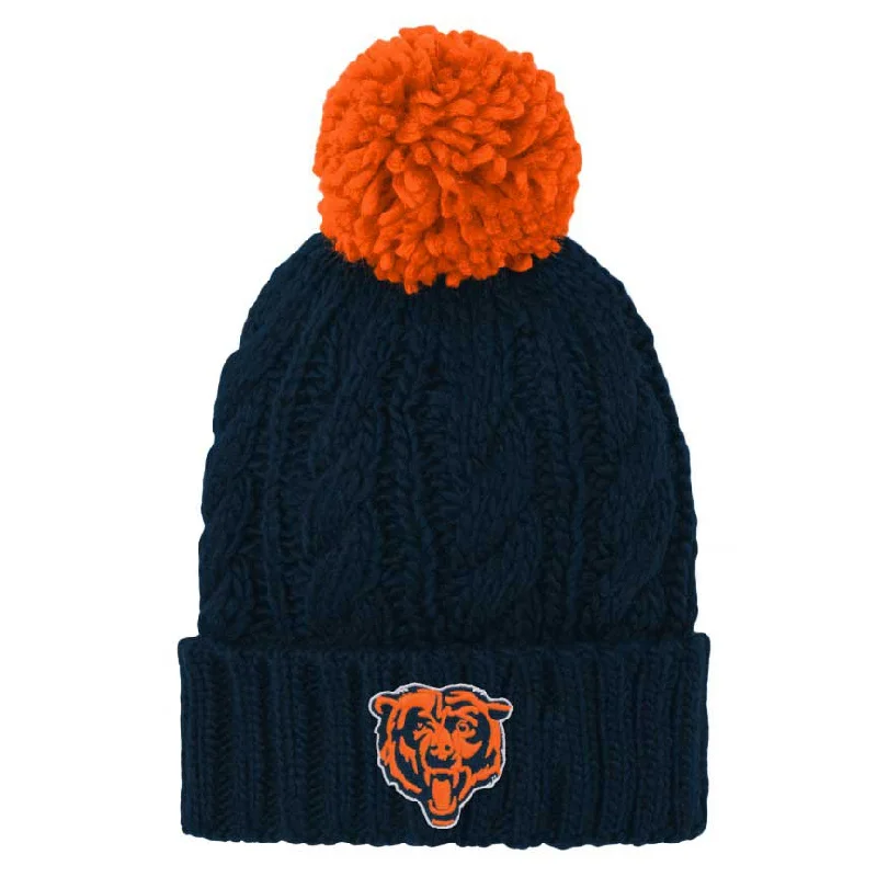 beanies with pompom-  Chicago Bears Youth Girls Team Cable Cuffed Knit Hat