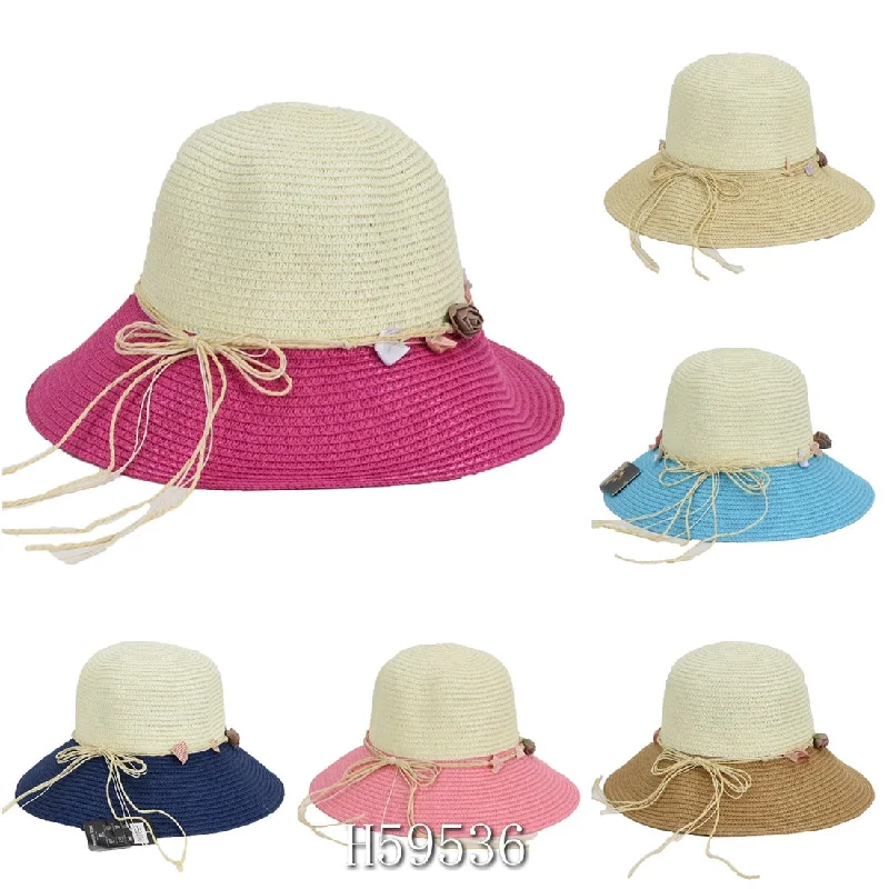 Practical and stylish bucket hats for every season-Wholesale Summer Sun Straw Fedora Bucket Hats H59536