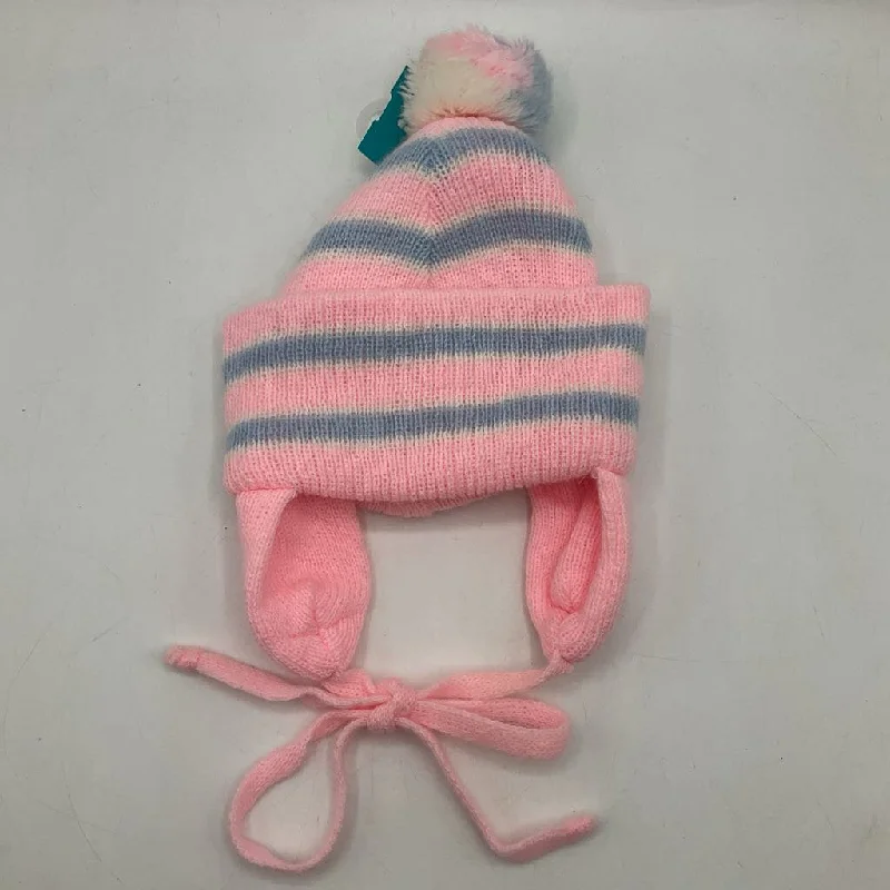 beanies for snowy mountain hikes-  Size OS: Baby Pink/Blue/White Knitted Beanie