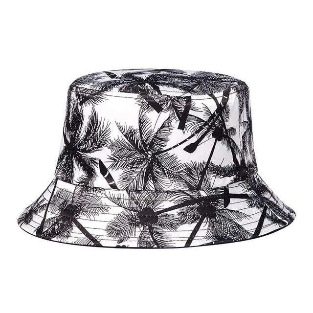 Bucket hats for a carefree summer vibe-Men's Coconut Palm Printed Sun Protection Floppy Visor Bucket Hat