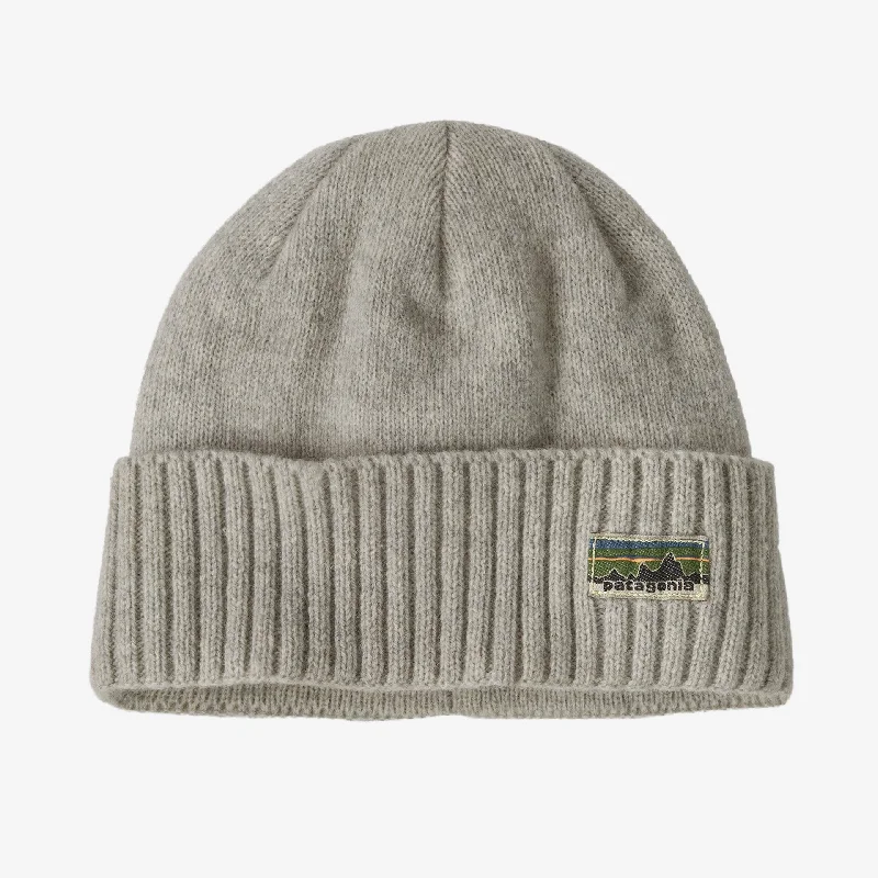 beanies with ribbed texture-  Patagonia Brodeo Beanie-OG Legacy Label: Crisp Grey