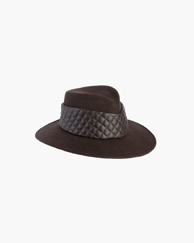 beanies for long hiking days-  Quilty Fedora Hat Chocolate