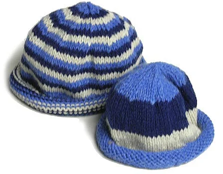 beanies with cable knit-  Striped Cap Pattern (Knit)