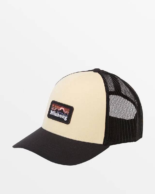 beanies for beach vacations-  Billabong Adiv Range Trucker Hat-Black/Tan