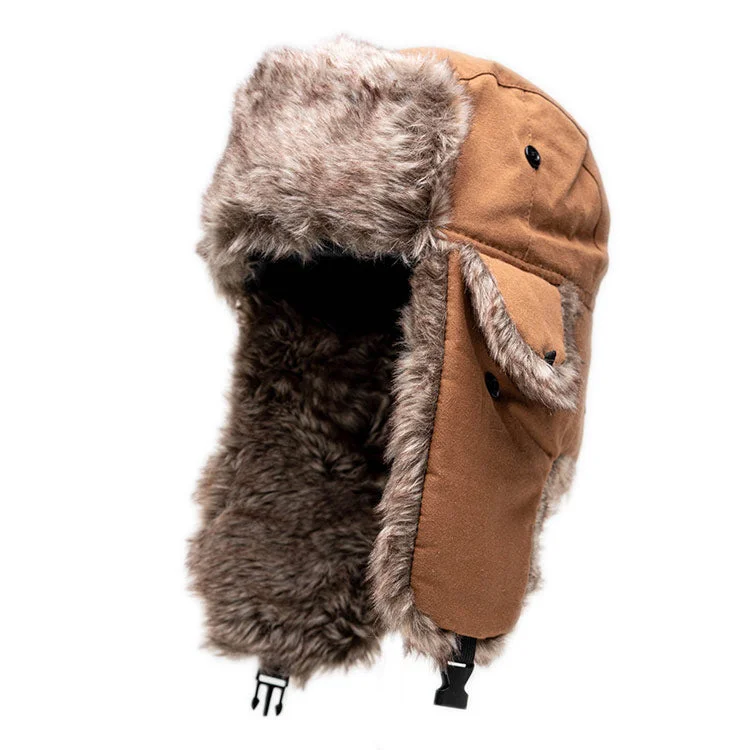 beanies for winter travel-  Trapper Hat | Canvas | Brown