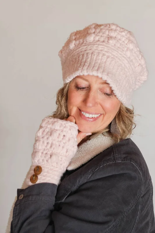 slouchy beanies-  Crochet Kit - Newsboy Hat & Hand Warmers