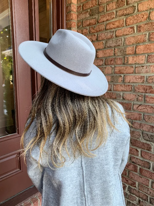 beanies with pompom-  Wide Brim Hat