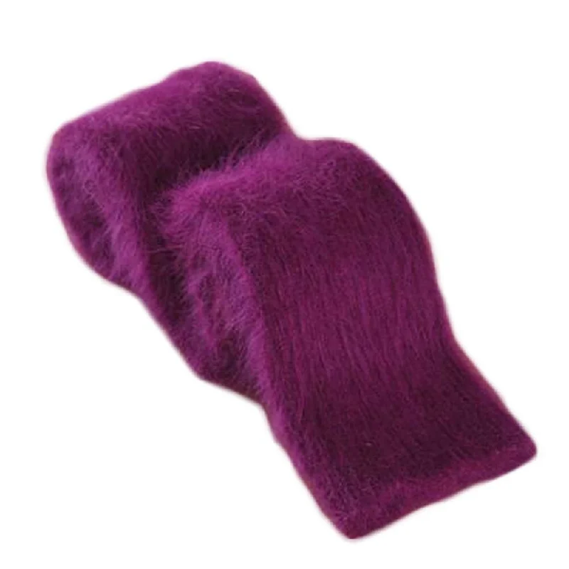 wool hats for keeping warm in the cold weather-womens sun hats for protection-Purple Plush Women's Knit Arm Warmer Gloves Warm Arm Sleeve Long Fingerless Mittens with Thumb Hole