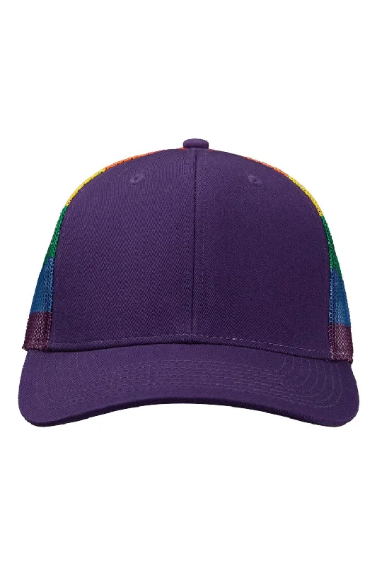 Men's hats for sporting fashion-mens hats with clean lines-Kati Mens Printed Mesh Snapback Trucker Hat - Purple/Rainbow