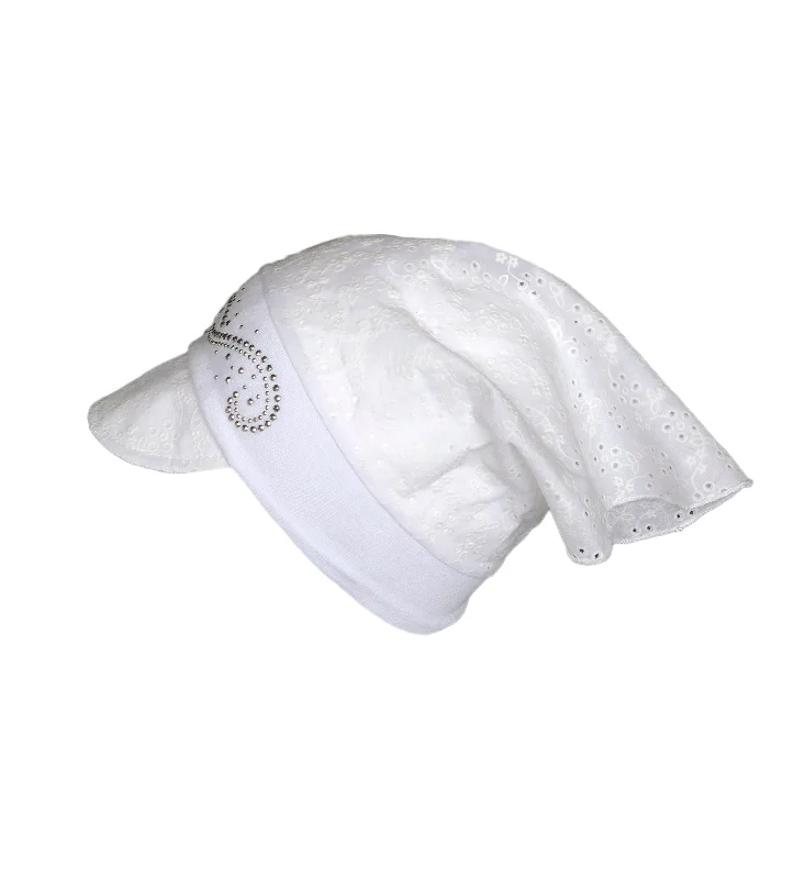 beanies for casual days-  White Bandana Hat for Girls