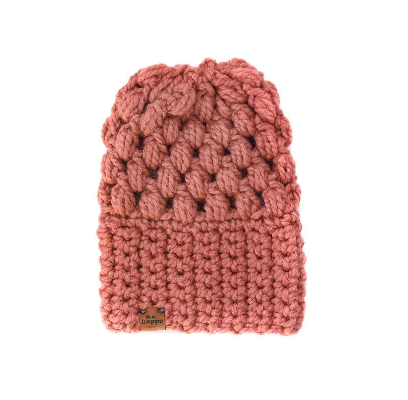 wool knit beanies-  Crochet Puff Stitch Slouch Hat | Terracotta