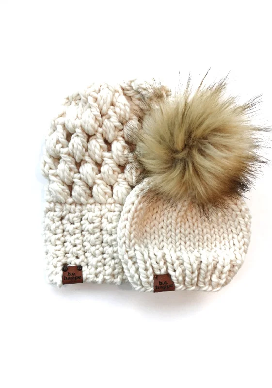 beanies for sports enthusiasts-  Mommy + Me | Puff Stitch Slouch + Solid | Off White