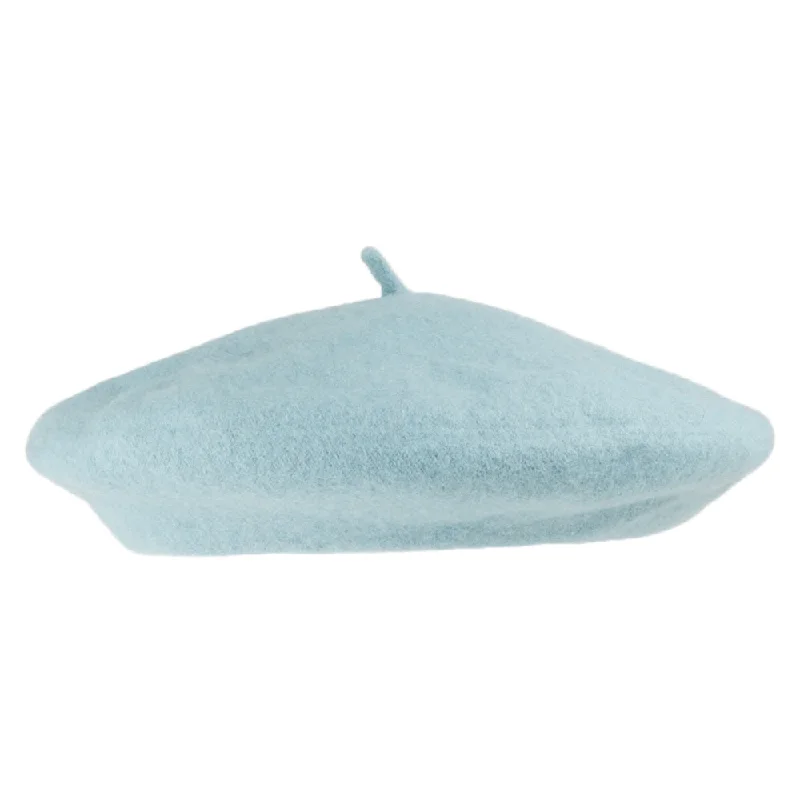 women's chic wool hats for cold temperatures-Wool Beret - Light Blue