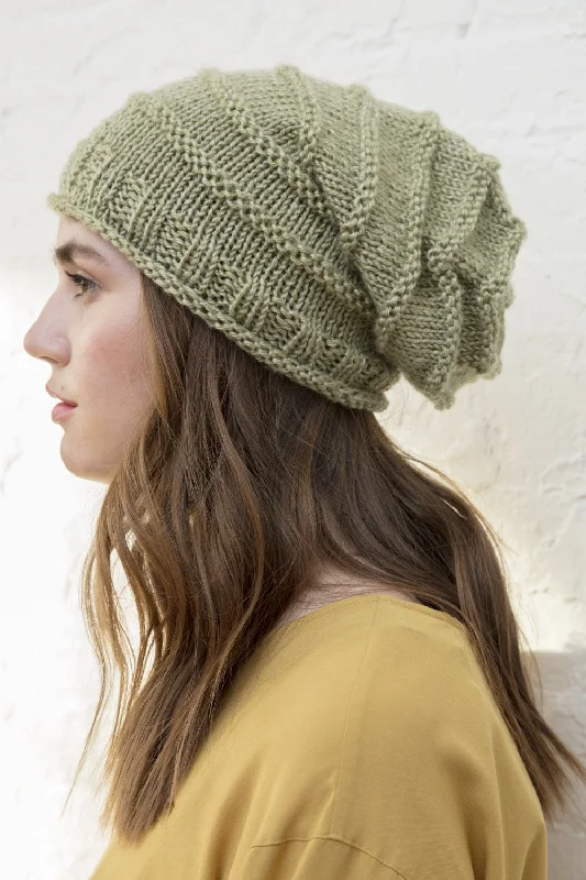 beanies with oversized pompom-  Easy Slouch Hat (Knit)