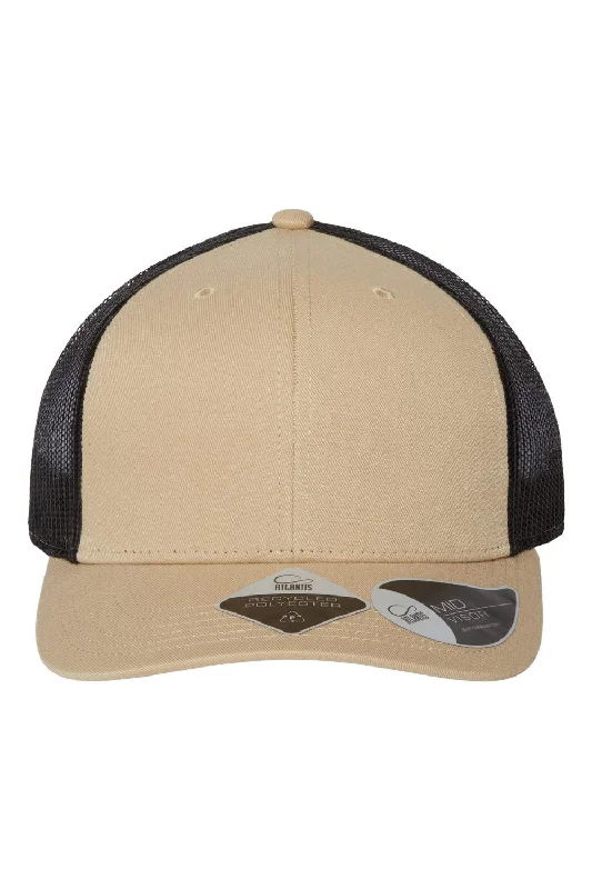 Men's hats for travel in harsh climates-mens hats perfect for sunny weather-Atlantis Headwear Mens Sustainable Snapback Trucker Hat - Khaki/Black