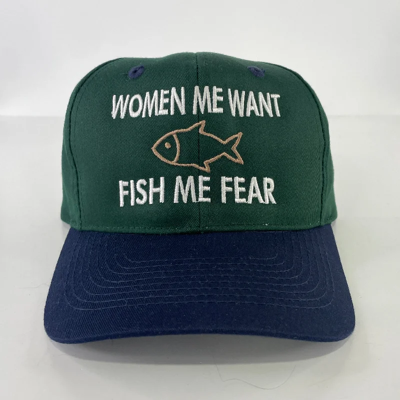 wool hats for protecting your head from the cold-womens wool hats for hiking trips-Women me want fish me fear custom embroidered SnapBack Hat Cap