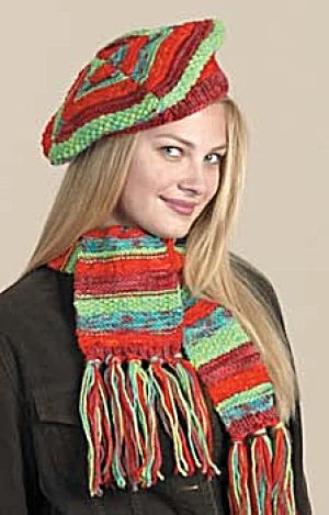 chunky knit beanies for winter-  Knit Kool-Aid Dyed Hat & Scarf