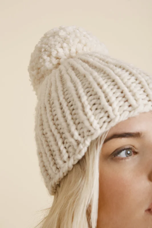 beanies with ear flaps-  Snowball Hat (Knit)