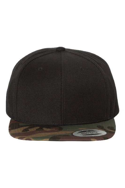 Men's hats for chilly hiking days-mens hats stylish daywear-Yupoong Mens Premium Flat Bill Snapback Hat - Black/Camo